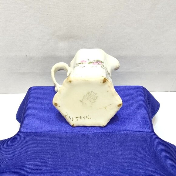 US Pottery Semi-Vitreous Porcelain Pitcher w/ Gold Gilding Floral Design Antique - Picture 7 of 10